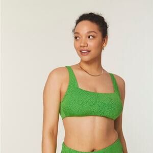 NWT Andie Swim The Rye Bikini Top Green Zebra Print Size XS